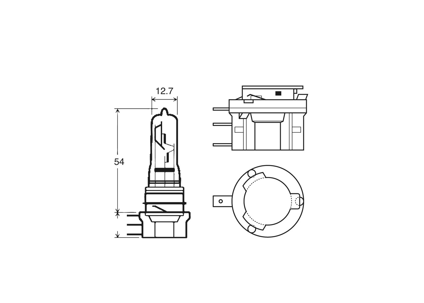 H16 PGJ19-3 bulb cap type